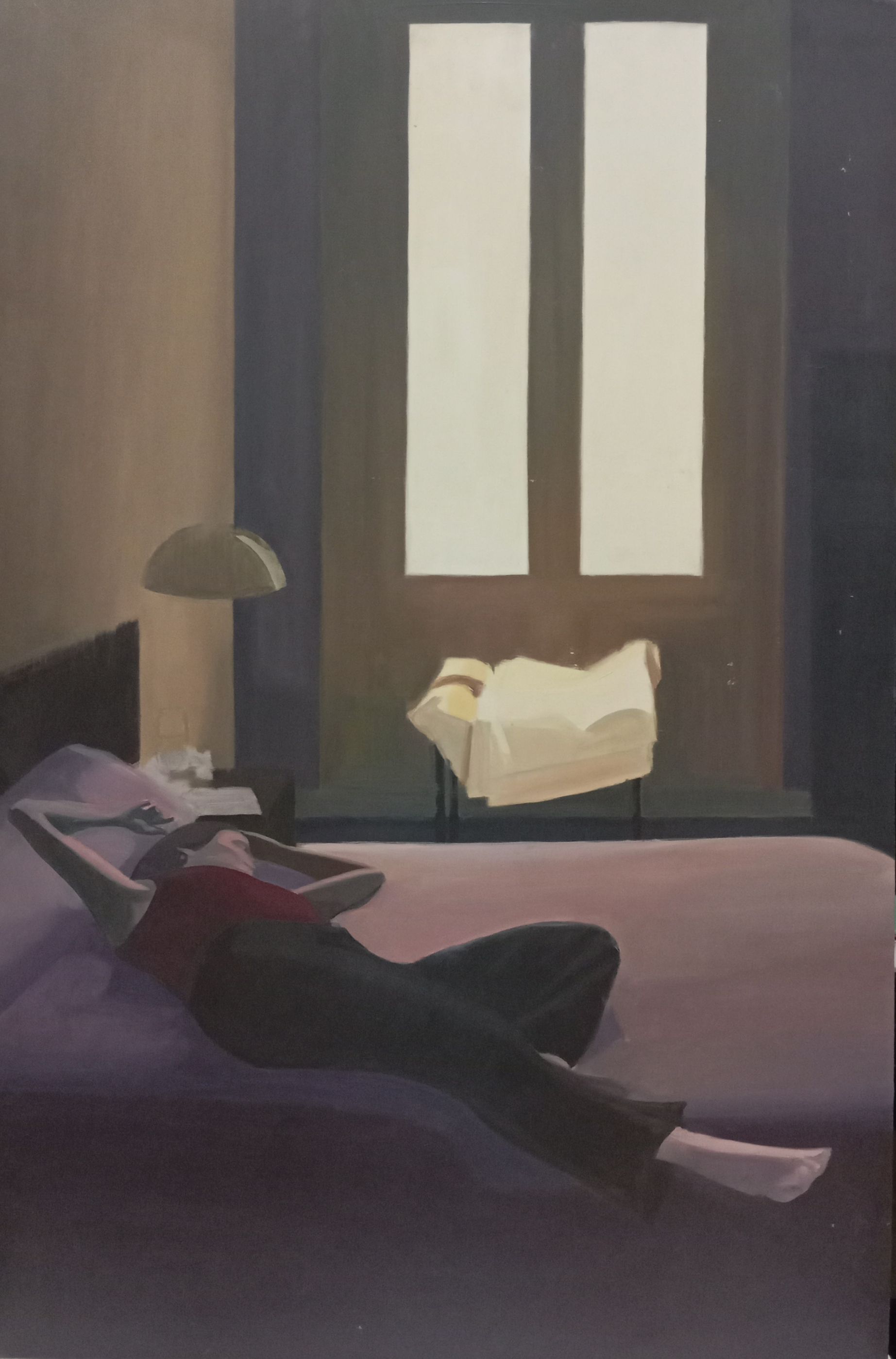 2004 Carmen en la cama 92x60 Óleo sobre tabla